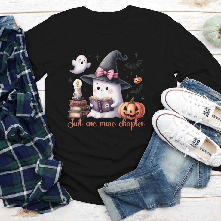 Ghost Reading Book Coquette Bow Halloween Girl Toddler Kid Youth Long Sleeve Tee