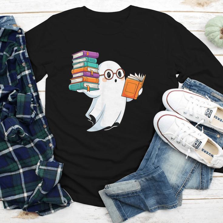Ghost Reading Books Halloween Library Youth Long Sleeve Tee