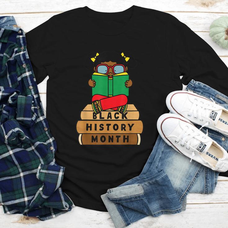 Girl Kid Reading Book Black History Month Bookworm Youth Long Sleeve Tee