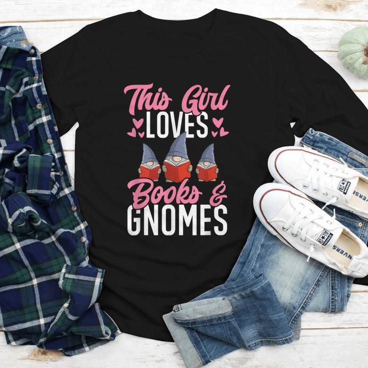 This Girl Loves Books And Gnomes Gardener Dwarf Garden Gnome Youth Long Sleeve Tee