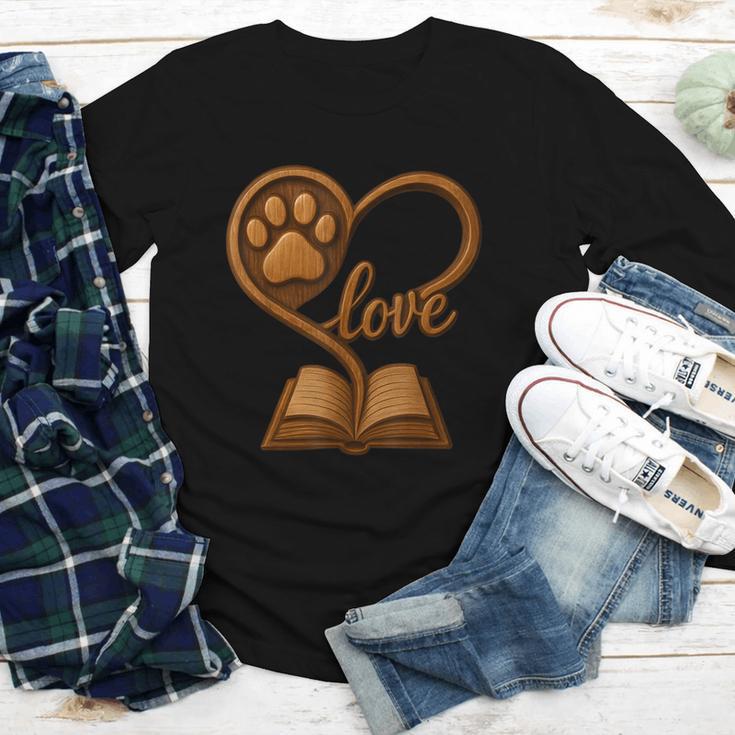Girl Who Loves Dogs & Books Heart Dog Lover Reader Reeding Youth Long Sleeve Tee