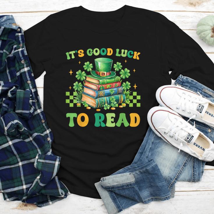 Goods Luck Read Librarian Book Patrick Days Shamrock Clover Youth Long Sleeve Tee