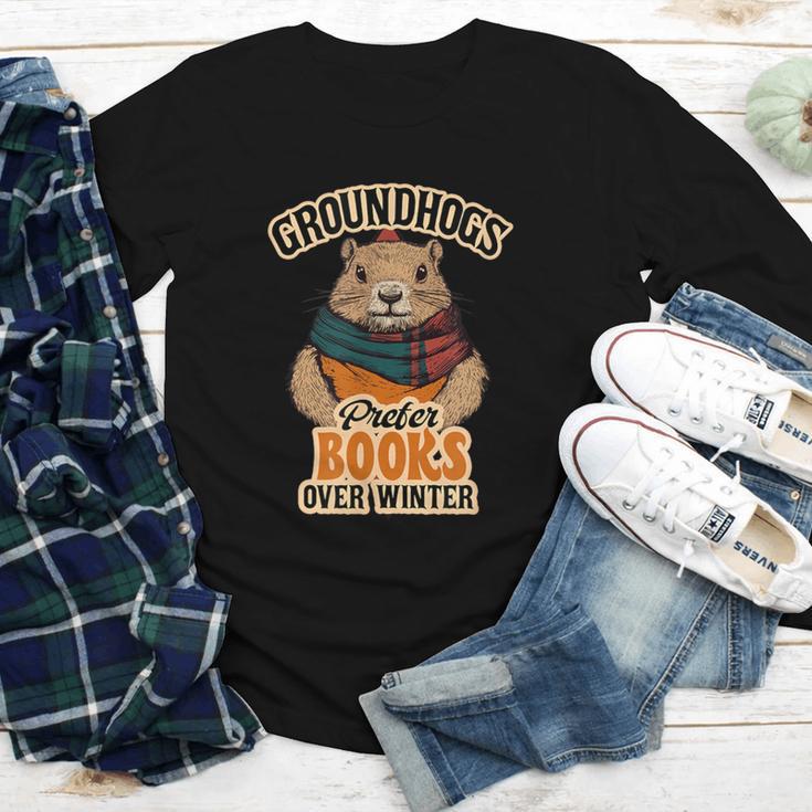 Groundhogs Prefer Books Over Winter February Youth Long Sleeve Tee