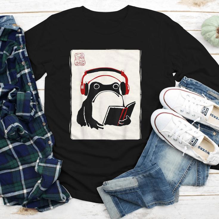 Grumpy Frog Books Music Kawaii Ink Japanese Youth Long Sleeve Tee