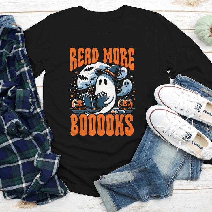 Halloween Book Lover Ghost Boo Pun Read More Boooks Youth Long Sleeve Tee