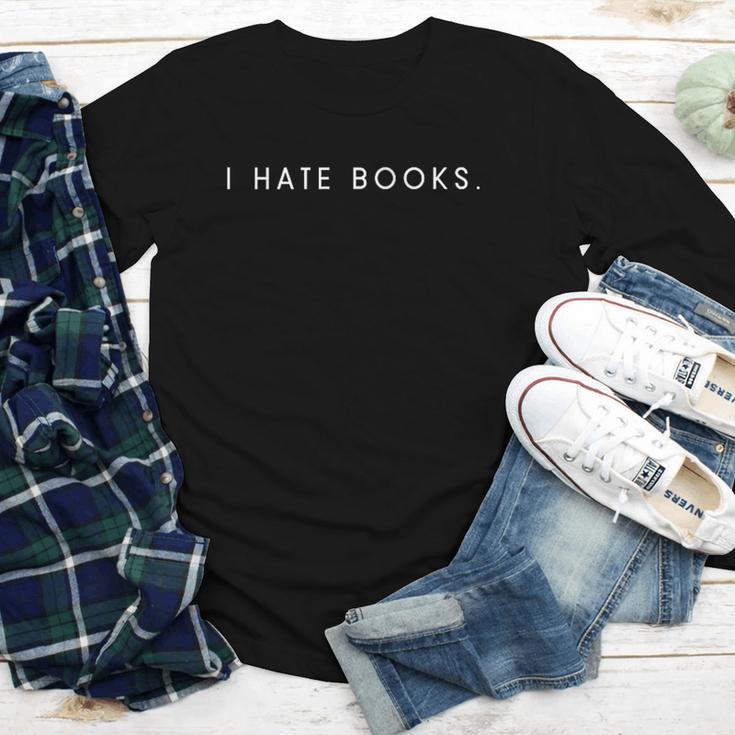 I Hate Books Minimalist Hater Saying Youth Long Sleeve Tee