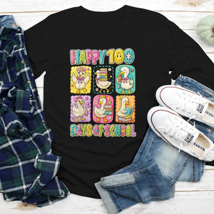 HUGvyn Happy 100 Days Of School Teacher Goose Preppy Books Youth Long Sleeve Tee