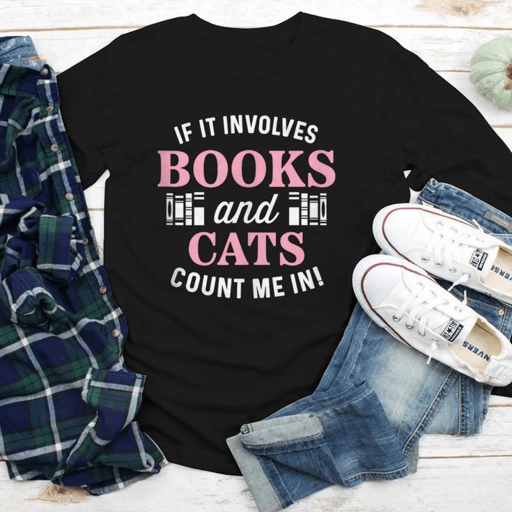 If It Involves Books And Cats Book Lover Youth Long Sleeve Tee