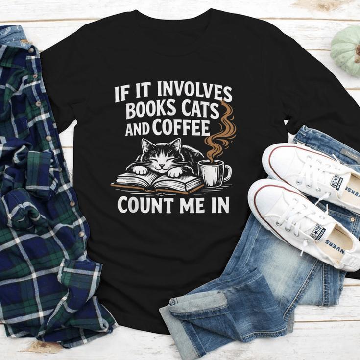If It Involves Cats Books Coffee Introvert Pet Lover Youth Long Sleeve Tee