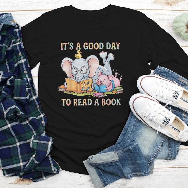 Its A Good Day To Read A Book Cute Pig & Elephant Adventure Youth Long Sleeve Tee