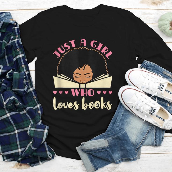 Just a Girl Who Loves Books African American Book Nerd Lover Youth Long Sleeve Tee Just a Girl Who Loves Books African American Book Nerd Lover Youth Long Sleeve Tee