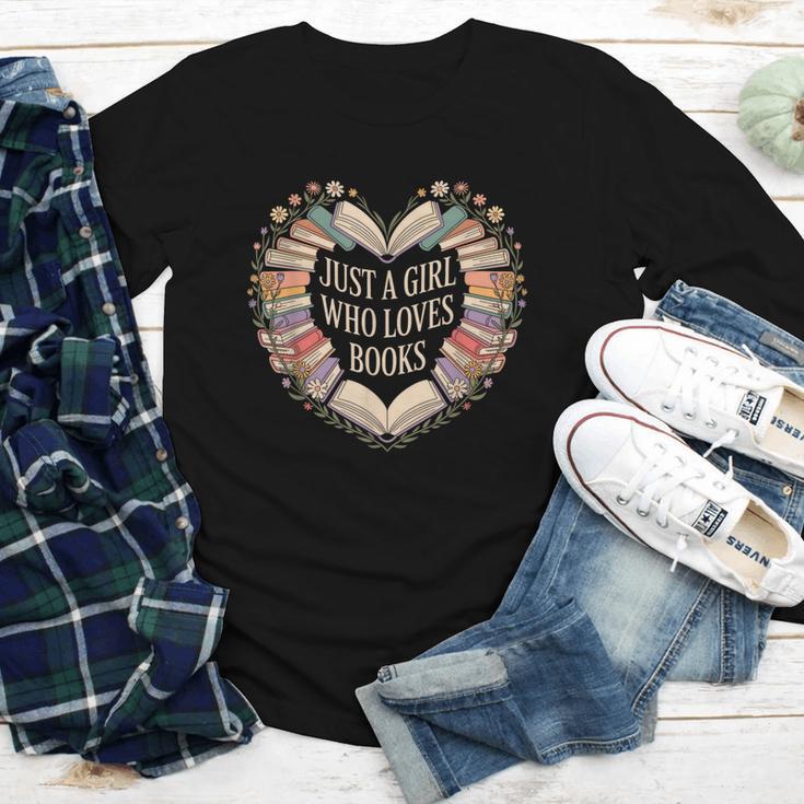 Just a Girl Who Loves Books Book Lover Librarian For Women Youth Long Sleeve Tee