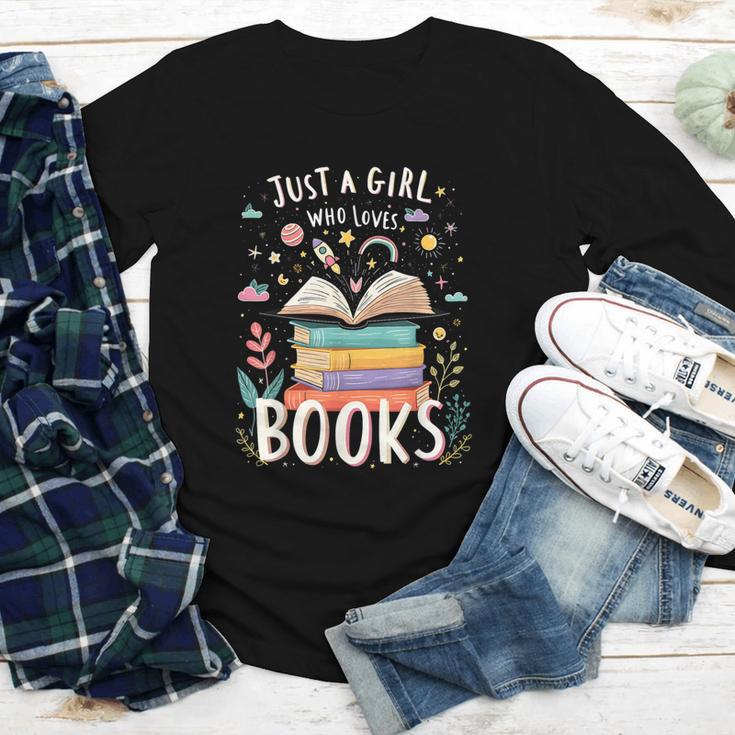 Just a Girl Who Loves Books Cute Book Lover Bookworm Youth Long Sleeve Tee