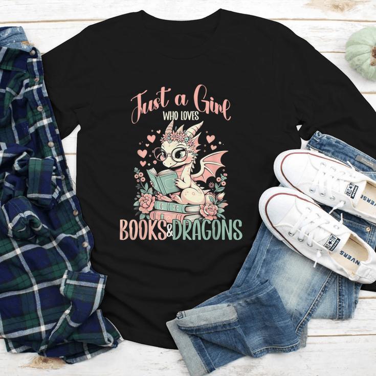 Just a Girl Who Loves Books And Dragons Book Dragon Lover Youth Long Sleeve Tee