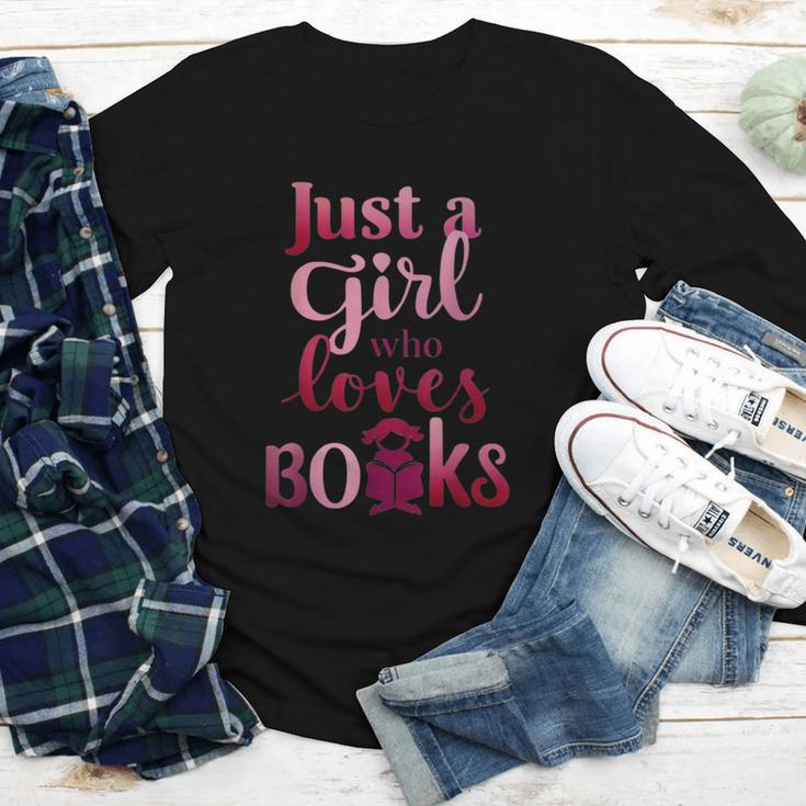 JUST A GIRL WHO LOVES BOOKS LIBRARIAN BOOK LOVERS BOOKWORM Youth Long Sleeve Tee