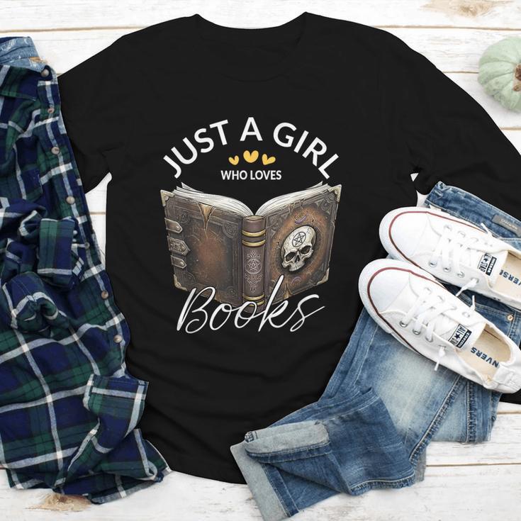 Just A Girl Who Loves Books Witchcraft Spell Book Halloween Youth Long Sleeve Tee