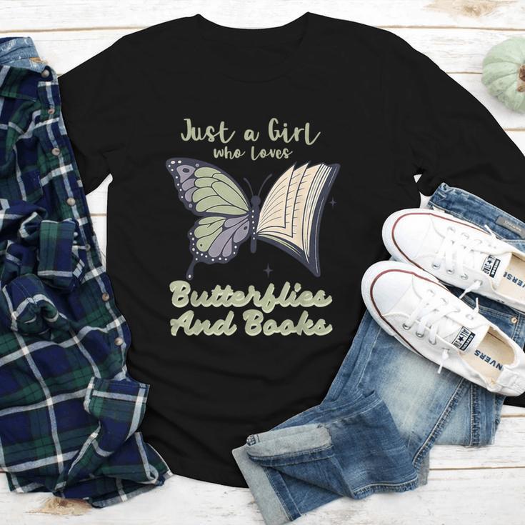 Just a Girl Who Loves Butterflies And Books Butterfly Youth Long Sleeve Tee