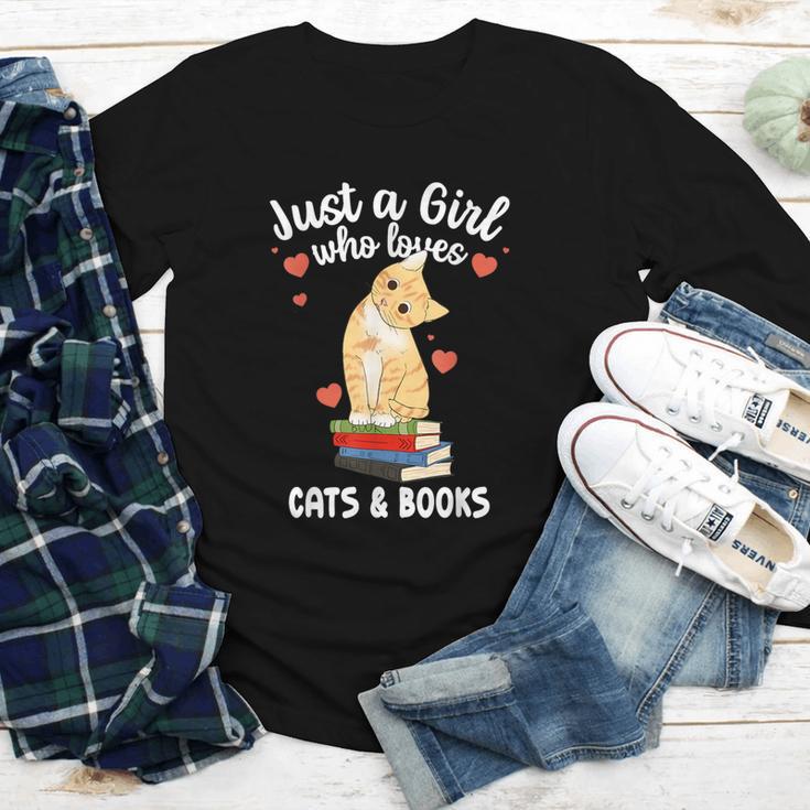 Just a Girl Who Loves Cats And Books Reading Cat & Bookworm Youth Long Sleeve Tee