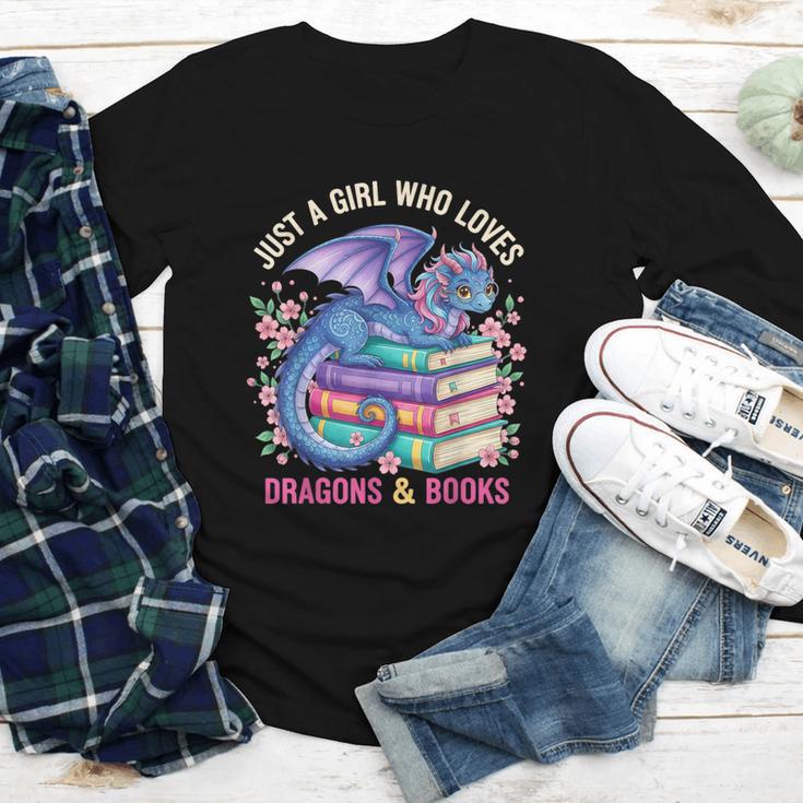 Just a Girl Who Loves Dragons And Books Dragon Reading Youth Long Sleeve Tee