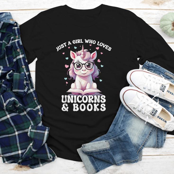 Just a Girl Who Loves Unicorns & Books Bookish Unicorn Love Youth Long Sleeve Tee