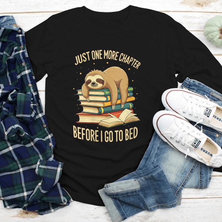 Just One More Chapter Sloth Sleeping On Books Reading Youth Long Sleeve Tee