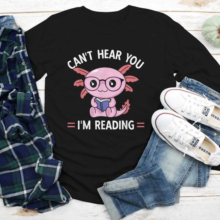 Kawaii Axolotl Can't Hear You I'm Reading Book Lover Youth Long Sleeve Tee