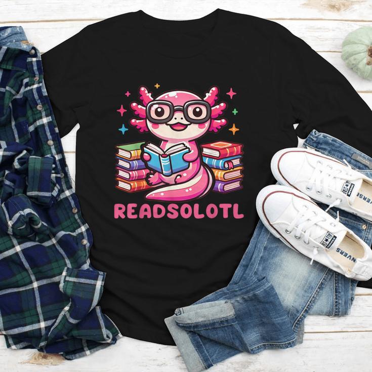 Kawaii Axolotl Readsolotl Book Lover Reading Bookworm Girls Youth Long Sleeve Tee