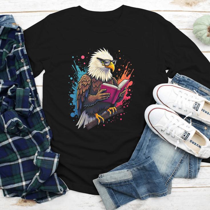 Kawaii Eagle Reads Book Reading Library Book Bookworm Youth Long Sleeve Tee