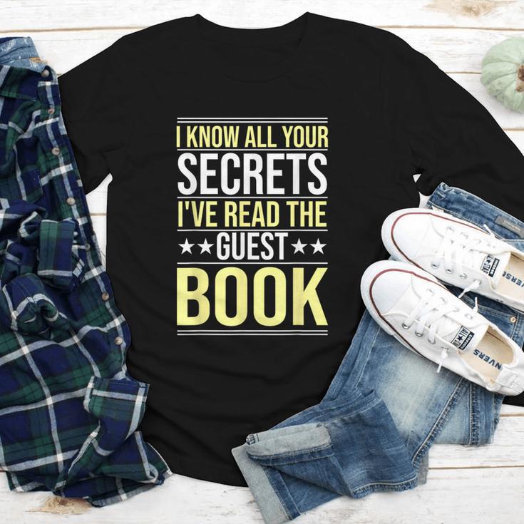 I Know All Your Secrets i Have Read Guest Book Hotel Manager Youth Long Sleeve Tee I Know All Your Secrets i Have Read Guest Book Hotel Manager Youth Long Sleeve Tee