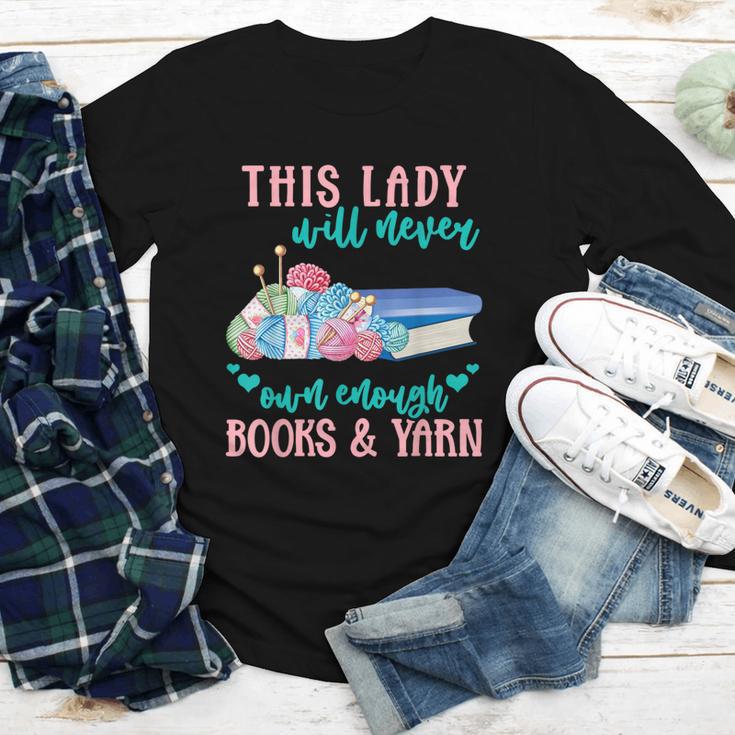 THIS LADY Will Never Own Enough BOOKS & YARN Youth Long Sleeve Tee