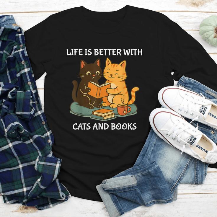 Life Is Better With Cats And Books Cute Cat Lover Youth Long Sleeve Tee Life Is Better With Cats And Books Cute Cat Lover Youth Long Sleeve Tee