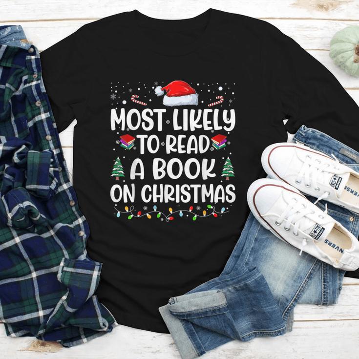 Most Likely To Read A Book On Christmas Matching Family Xmas Youth Long Sleeve Tee