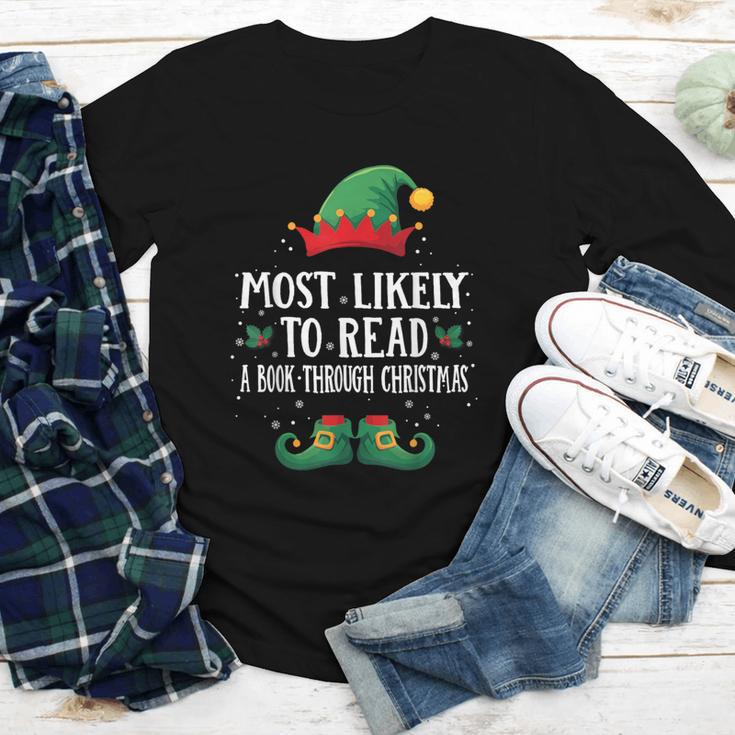 Most Likely To Read A Book Matching Christmas Elf Youth Long Sleeve Tee Most Likely To Read A Book Matching Christmas Elf Youth Long Sleeve Tee
