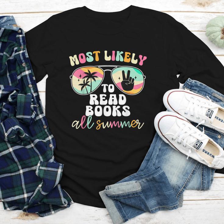 Most Likely To Read Books All Summer Teacher Student Youth Long Sleeve Tee Most Likely To Read Books All Summer Teacher Student Youth Long Sleeve Tee