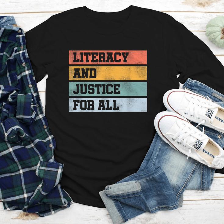 Literacy And Justice For All Stop Book Banning Banned Books Youth Long Sleeve Tee