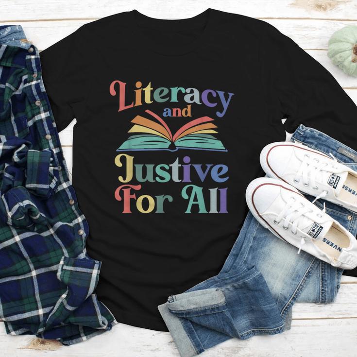 Literacy Justice For All Stop Book Banning Protect Librarian Youth Long Sleeve Tee