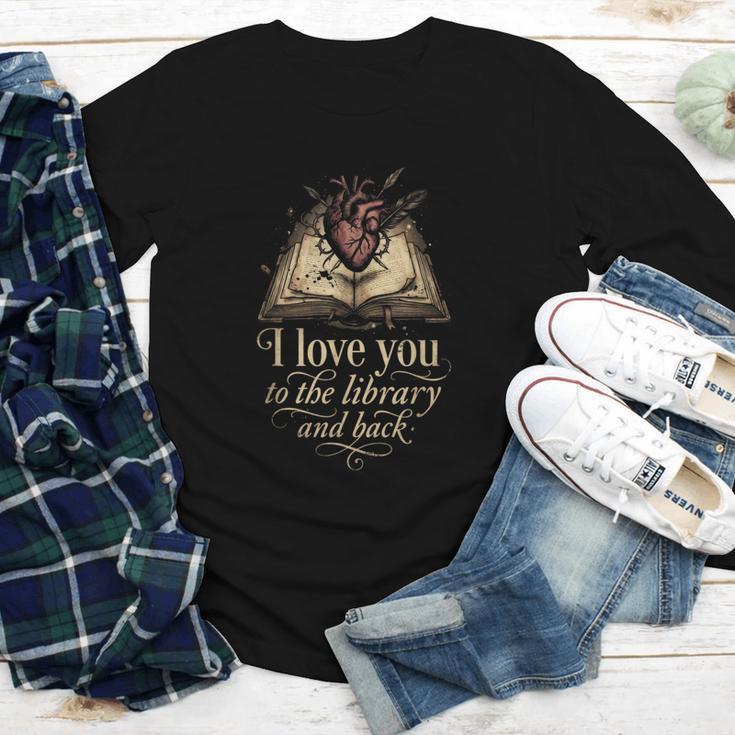 I Love You To The Library And Back Anatomical Heart Book Youth Long Sleeve Tee