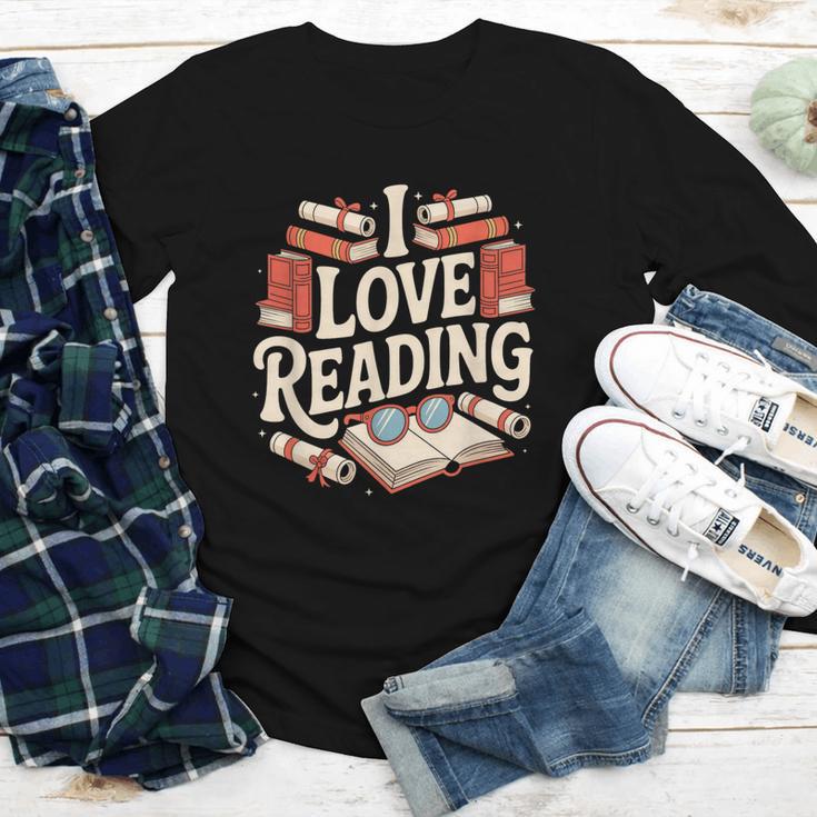 I Love Reading Books Literature Enthusiast Fun Youth Long Sleeve Tee