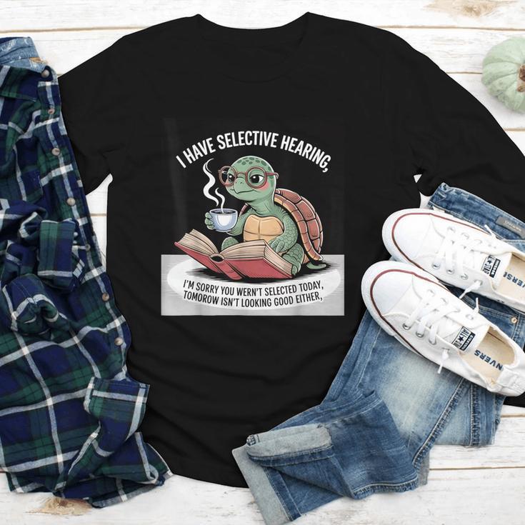 I Love Turtles Sea I Have Selective Hearing Coffee And Book Youth Long Sleeve Tee