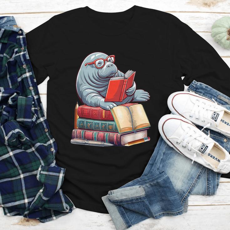 Manatee Reading Books Matching Bookworm Readers Librarian Youth Long Sleeve Tee
