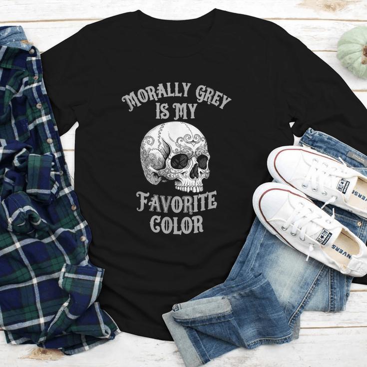Morally Grey Is My Favorite Color Bookish Skull Youth Long Sleeve Tee