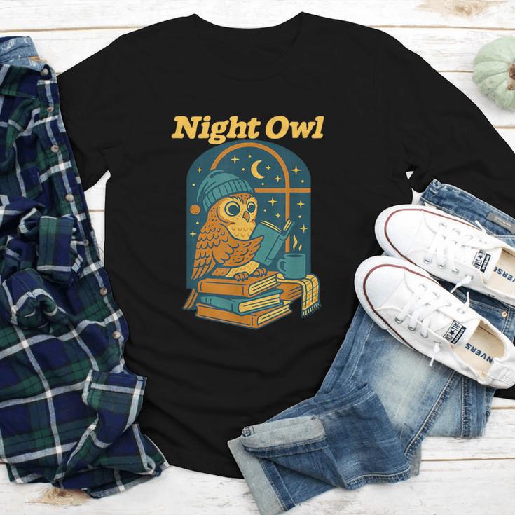 Night Owl Cozy Reading Tea Coffee Lover Bookworm Cute Youth Long Sleeve Tee Night Owl Cozy Reading Tea Coffee Lover Bookworm Cute Youth Long Sleeve Tee