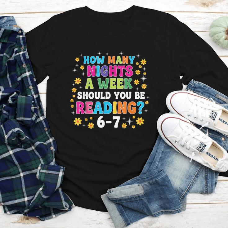 How Many Nights A Week Should You Be Reading 6-7 Book Lovers Youth Long Sleeve Tee