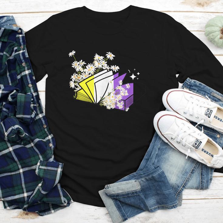 Non-Binary Book Lover Nonbinary Daisy LGBT Reading Pride Youth Long Sleeve Tee