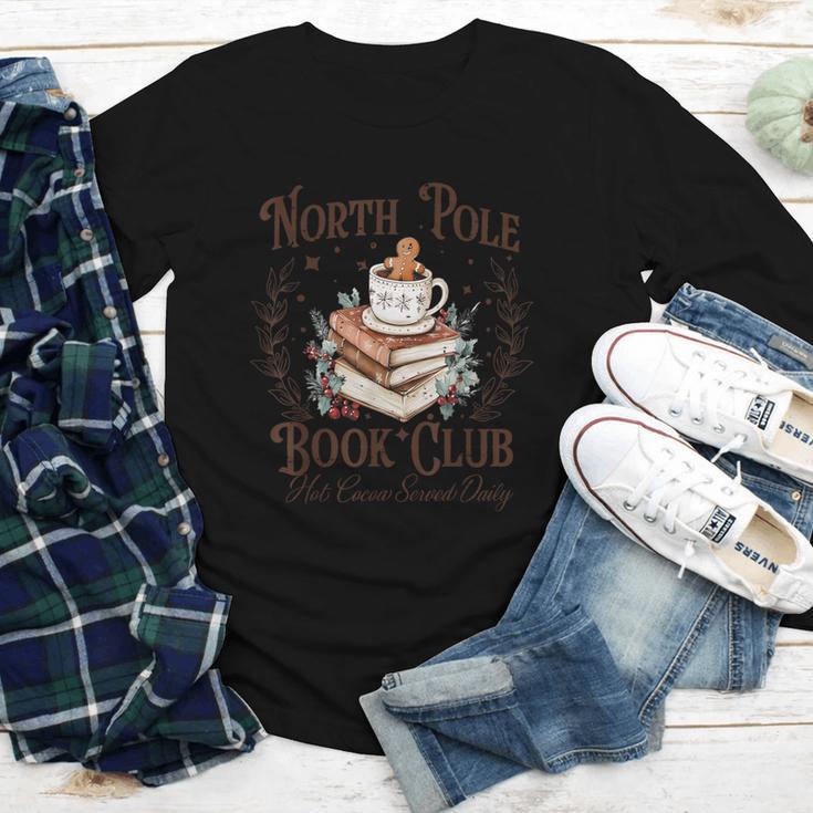 North Pole Book Club Hot Cocoa Served Daily Librarian Xmas Youth Long Sleeve Tee