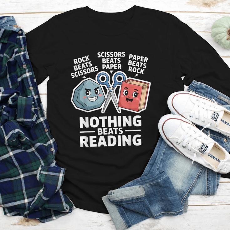 Nothing Beats Reading Rock Paper Scissors Book Lover Youth Long Sleeve Tee