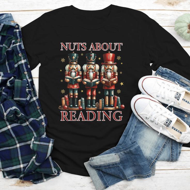 Nuts About Reading Nutcracker Reading Book Lover Christmas Youth Long Sleeve Tee