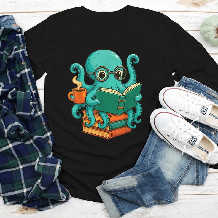 Octopus Reading Book Reading Bookworm Reader Youth Long Sleeve Tee