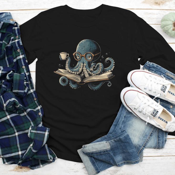 Octopus Reading Book Coffee Book Lover Bookworm Nerd Youth Long Sleeve Tee Octopus Reading Book Coffee Book Lover Bookworm Nerd Youth Long Sleeve Tee