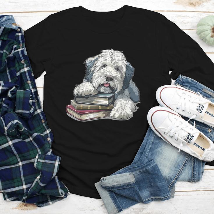 Old English Sheepdog Books Reading Dog Breed Graphic Youth Long Sleeve Tee